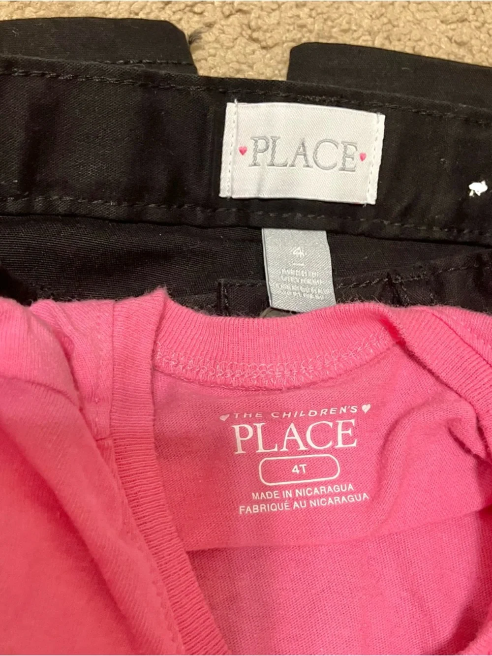 Children’s Place‎ Girl’s 4T Pink Easter T-Shirt & Black Bermuda Shorts Outfit